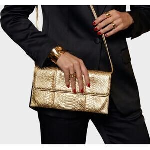 Vintage 90s Gold Jessica McClintock Convertible Clutch/Purse